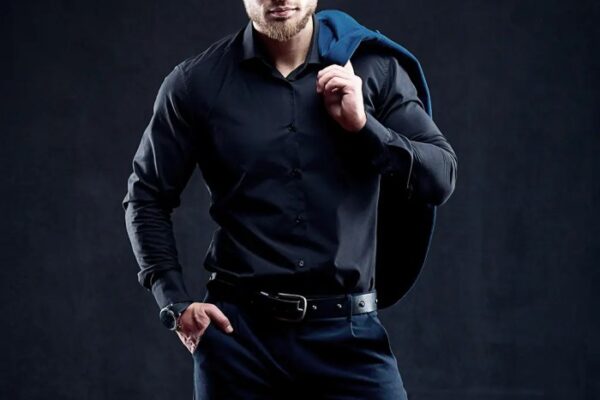 Black dress shirt for men