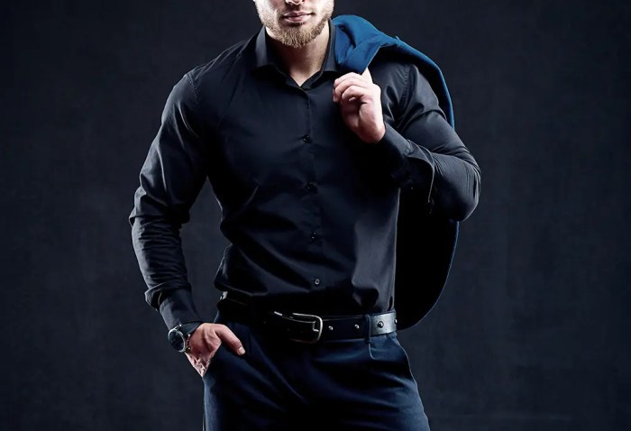 Black dress shirt for men