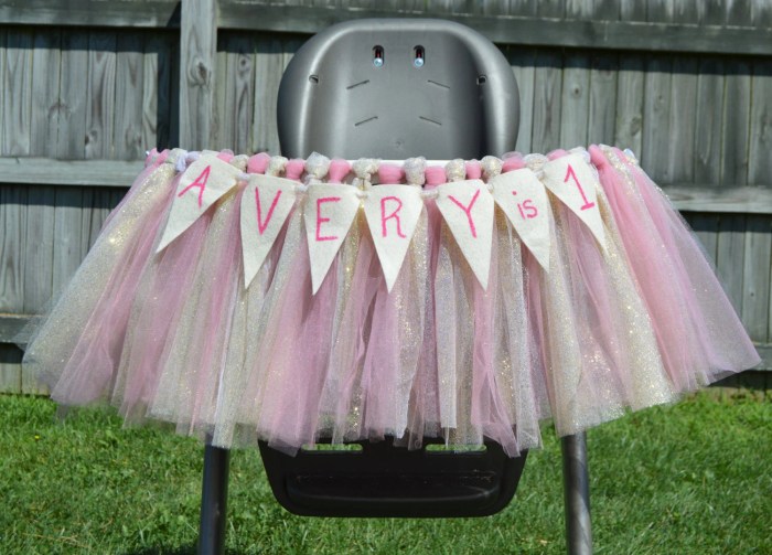 Tutu highchair birthday diy party chair high ideas first 1st decorations beach skirt make bella girl little supplies dot polka