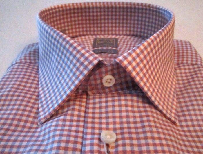 Mens orange check dress shirt